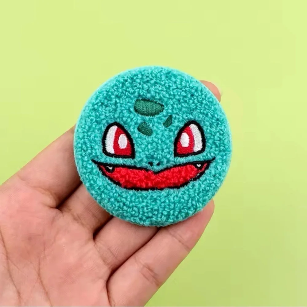 3/$33 Pokemon Character Bulbasaur Fuzzy Texture Embroidered Button Pin Brooch